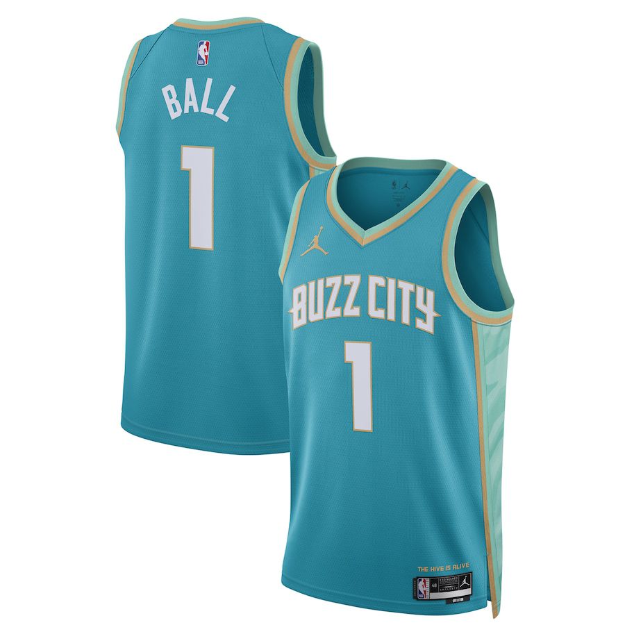 Men Charlotte Hornets 1 LaMelo Ball Jordan Brand Teal City Edition 2023-24 Swingman NBA Jersey